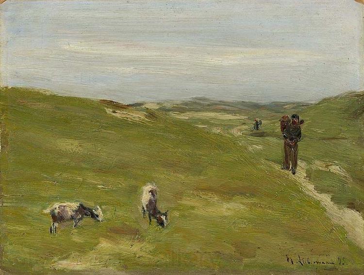 Max Liebermann Meadow with farmer and grazing goats